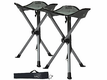Falthocker: Semptec 2er-Set Dreibein-Camping-Hocker, 43 cm Sitzhöhe, mit Tragetasche