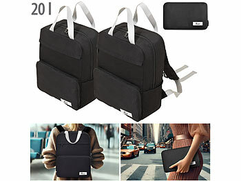Nylonrucksack: Xcase 2er-Set Faltbare Rucksäcke, ultraleicht, 20 Liter, schwarz, 247g