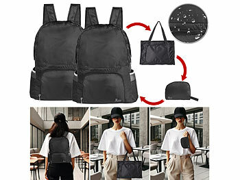 Rucksacktaschen: Xcase 2er-Set faltbare 2in1-Rucksäcke & -Taschen, leicht, wasserdicht, 20 l,