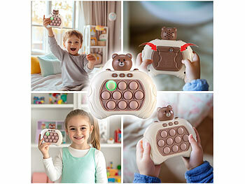 Playtastic 2er-Set Quick-Push-Bubble-Spielkonsole "Bär" & "Hase", Batteriebetrieb