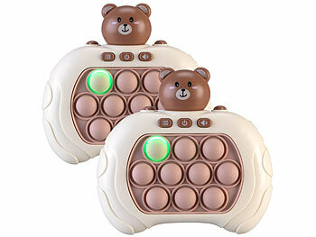 Handheld-Spielkonsole: Playtastic 2er-Set Quick-Push-Bubble-Spielkonsole "Bär", Tierform, Batterien