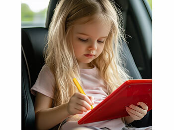 Playtastic 2er-Set magnetische Reise-Zeichentafeln, Stift & Vorlagen, rot & blau