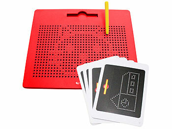 Playtastic 2er-Set magnetische Reise-Zeichentafeln, Stift & Vorlagen, rot & blau