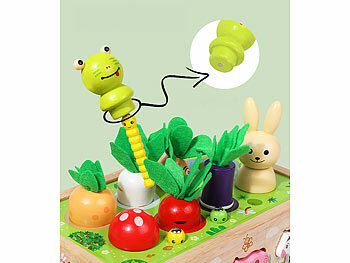 Playtastic 25-teiliges Sortierspielzeug "Farm" aus Holz, mit Tieren und Pflanzen