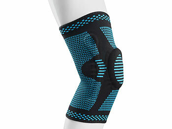 Kniebandage mit federnden Seitenstabilisatoren und Gel‑Polster