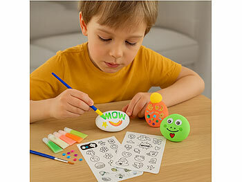 Playtastic 2er-Set Steine-Malsets mit je 10 Steinen und Nachtleuchtfarben