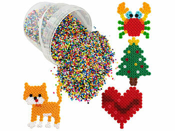 Bügelperlen zum Basteln: Playtastic 30.000 bunte Bügelperlen im Eimer, in 22 Farben