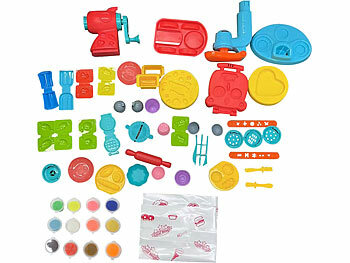 Playtastic 51-teiliges Knete-Set, Eis-, Nudel- & Burgermaschine