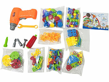 Playtastic Mosaik-Steckspiel mit elektrischer Bohrmaschine, inklusive Koffer