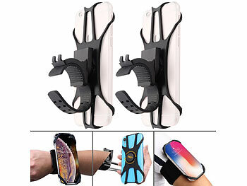Handyhalterung-Armband: PEARL sports 2er-Set 3in1-Handyhalterung für Handgelenk, Oberarm und Fahrrad