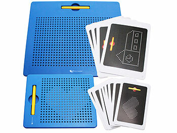 Magnetspielzeuge: Playtastic 2er-Set magnetische Reise-Zeichentafeln, Stift & Vorlagen, blau