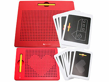 Kindertafeln Magnet: Playtastic 2er-Set magnetische Reise-Zeichentafeln, Stift & Vorlagen, rot