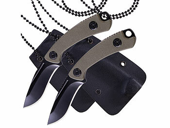 Kleine Outdoor-Messer: Semptec 2er-Set Mini-Survival-Messer mit Schutzhülle inkl. Halskette 
