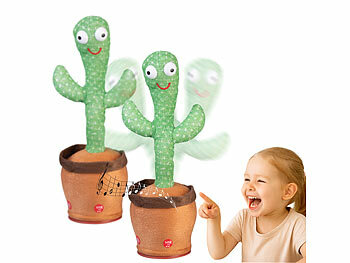 Interaktives Spielzeug: Playtastic 2er-Set singende, nachsprechende & tanzende Kakteen, 2 Modi, Batterie