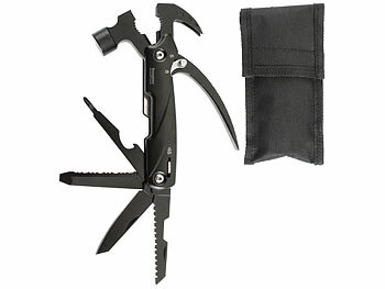 Survival Werkzeug: Semptec 12in1 Multitool-Mini-Hammer, Camping-Zubehör, inkl. Nylonhülle