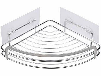 BadeStern 2er-Set Edelstahl-Duschablagen mit 4 Haken, selbstklebend, rostfrei 