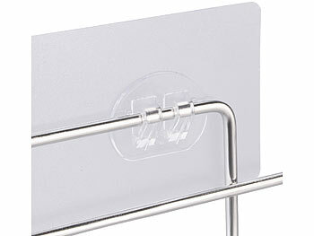 BadeStern 2er-Set Edelstahl-Duschablagen mit 4 Haken, selbstklebend, rostfrei 