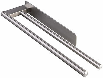 Handtuchhalter für Küche: BadeStern Zweiarmiger Handtuchhalter, ohne Bohren, Edelstahl, 39 cm, silber 