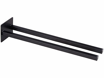 BadeStern Zweiarmiger Handtuchhalter, ohne Bohren, Edelstahl, 39 cm, schwarz 