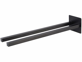 BadeStern Zweiarmiger Handtuchhalter, ohne Bohren, Edelstahl, 39 cm, schwarz 