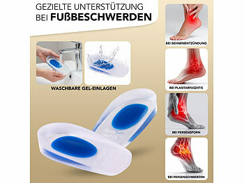 newgen medicals 8 Paar Fersensporn-Gel-Einlagen mit Fersenkissen, Größe 40 - 45 