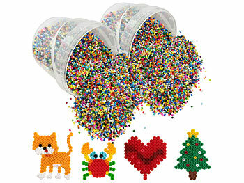 Bügelperlen zum Basteln: Playtastic 60.000 bunte Bügelperlen in Eimern, in 22 Farben