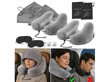 Autos Kissen Nacken: newgen medicals 2er Set Aufblasbares Nackenkissen mit abnehmbarer Kapuze,  H Form 