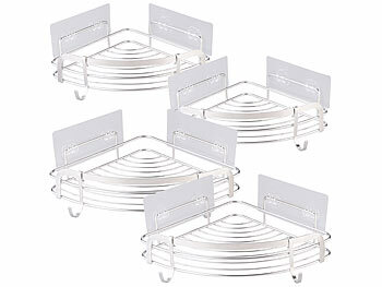 6 Ganci Adesivi Trasparenti Per Doccia - Porta Mensole Angolari Senza Foratura (7x20 Cm) - 4