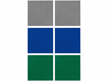 Spiel-Grundplatte: Playtastic 12er-Set Klemmbaustein-Platten für viele Marken, 255 x 255 mm 