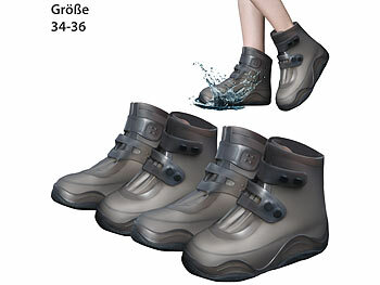 Schuhüberzieher Fahrrad: Semptec 2er-Set wasserdichte Gummi-Schuhüberzieher, rutschfest, Größe 34-36
