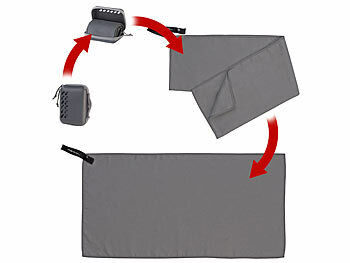 PEARL Mikrofaser-Handtuch, schnell trocknend, 30 x 60 cm, Tasche, anthrazit