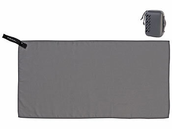 PEARL Mikrofaser-Handtuch, schnell trocknend, 30 x 60 cm, Tasche, anthrazit