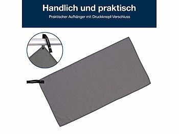 PEARL Mikrofaser-Handtuch, schnell trocknend, 30 x 60 cm, Tasche, anthrazit
