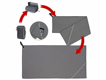 PEARL 3er-Set Mikrofaser-Handtücher, schnell trocknend, Tasche, anthrazit 