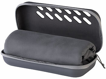PEARL Mikrofaser-Handtuch, schnell trocknend, 140 x 70 cm, Tasche, anthrazit