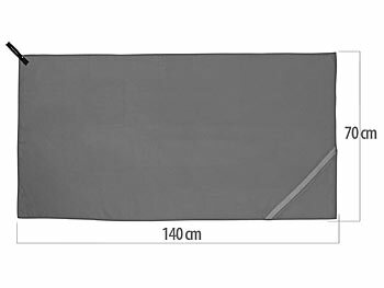 PEARL Mikrofaser-Handtuch, schnell trocknend, 140 x 70 cm, Tasche, anthrazit