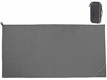Gastro-Handtuch: PEARL Mikrofaser-Handtuch, schnell trocknend, 200x100 cm, Tasche, anthrazit