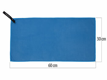 PEARL Mikrofaser-Handtuch mit Tasche, schnell trocknend, 30 x 60 cm, blau