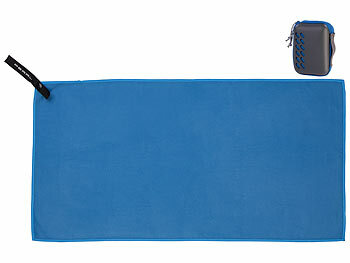Handtuch saugfähig: PEARL Mikrofaser-Handtuch mit Tasche, schnell trocknend, 30 x 60 cm, blau