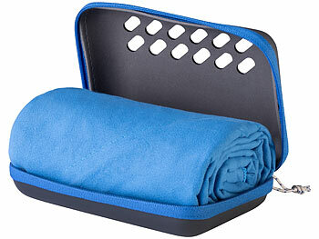 PEARL Mikrofaser-Handtuch mit Tasche, schnell trocknend, 100 x 50 cm, blau