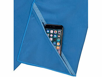 PEARL Mikrofaser-Handtuch mit Tasche, schnell trocknend, 100 x 50 cm, blau
