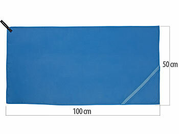 PEARL Mikrofaser-Handtuch mit Tasche, schnell trocknend, 100 x 50 cm, blau
