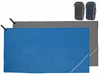 Freizeit Handtücher: PEARL 2er Mikrofaser-Handtuch,schnell trocknend,140 x 70 cm,anthrazit + blue 