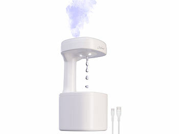 Zimmerbrunnen: Carlo Milano Antigravity-LED-Luftbefeuchter, USB-C, 500 ml Wassertank