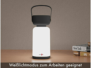 dimmbare LED-Akku-Gartenlaterne mit Ledergriff, IP44