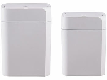 infactory 2er-Set Sensor-Mülleimer aus Kunstoff, 12 und 16 Liter