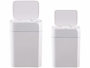 infactory 2er-Set Sensor-Mülleimer aus Kunstoff, 12 und 16 Liter