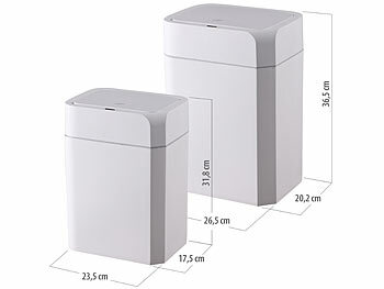infactory 2er-Set Sensor-Mülleimer aus Kunstoff, 12 und 16 Liter