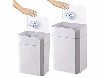 infactory 2er-Set Sensor-Mülleimer aus Kunstoff, 12 und 16 Liter