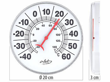 infactory 2er-Set Bimetall-Thermometer für innen & außen, Temperatur in °C & °F